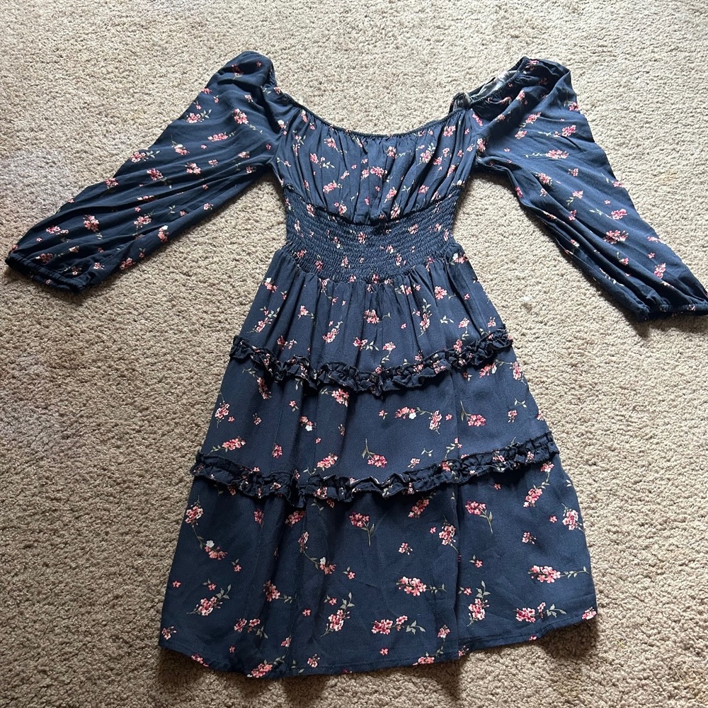 Faded Rose Off Shoulder Floral Mini Dress
